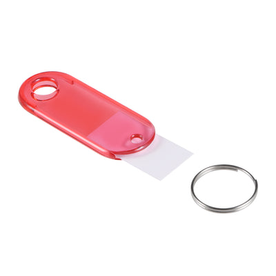 Harfington 16pcs of Plastic Key Tags with Split Ring Keychain ID Luggage Label Window