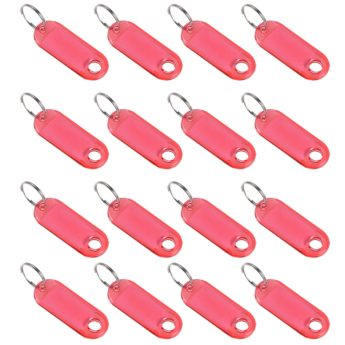 Harfington 16pcs of Plastic Key Tags with Split Ring Keychain ID Luggage Label Window