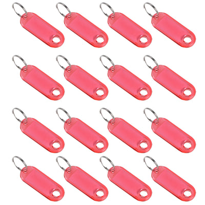 Harfington 16pcs of Plastic Key Tags with Split Ring Keychain ID Luggage Label Window
