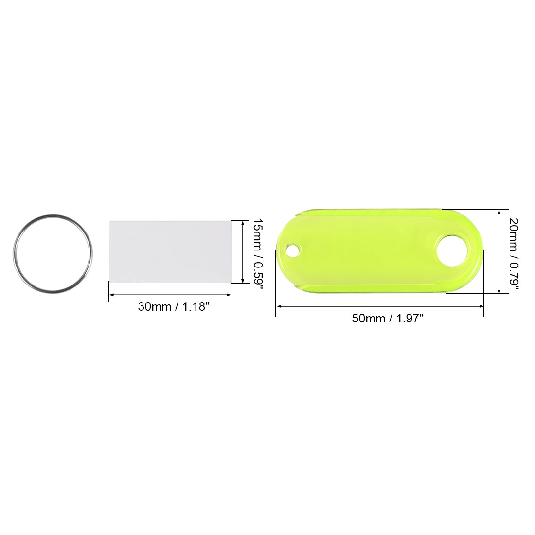 Harfington 16pcs of Plastic Key Tags with Split Ring Keychain ID Luggage Label Window