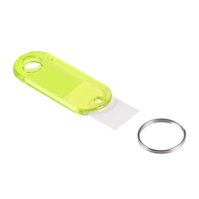 Harfington 16pcs of Plastic Key Tags with Split Ring Keychain ID Luggage Label Window