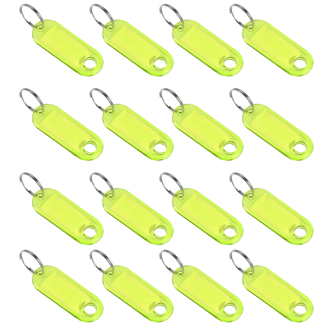 Harfington 16pcs of Plastic Key Tags with Split Ring Keychain ID Luggage Label Window