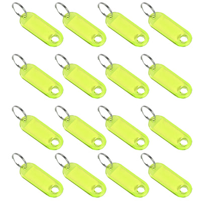 Harfington 16pcs of Plastic Key Tags with Split Ring Keychain ID Luggage Label Window