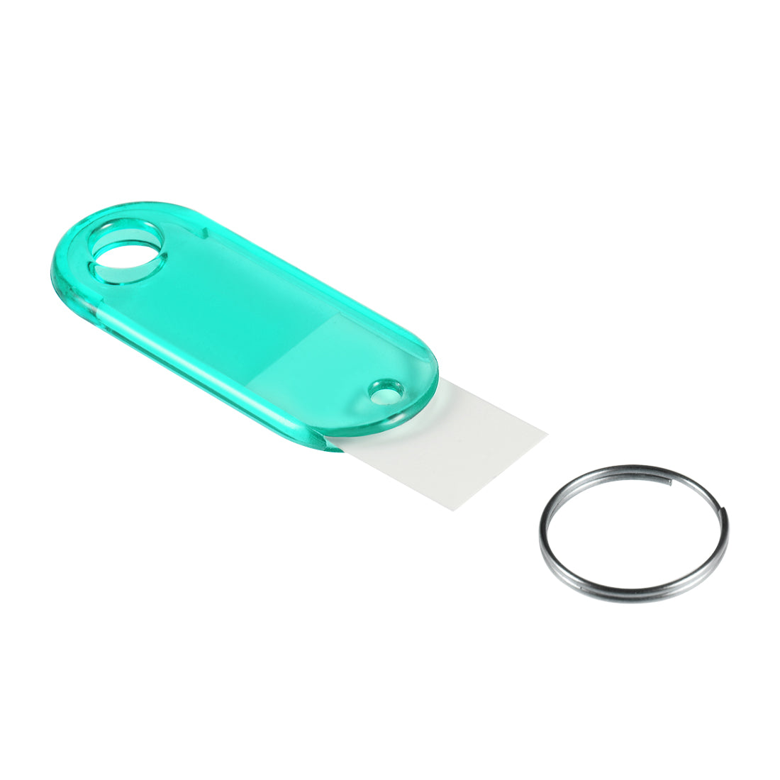 Harfington 16pcs of Plastic Key Tags with Split Ring Keychain ID Luggage Label Window