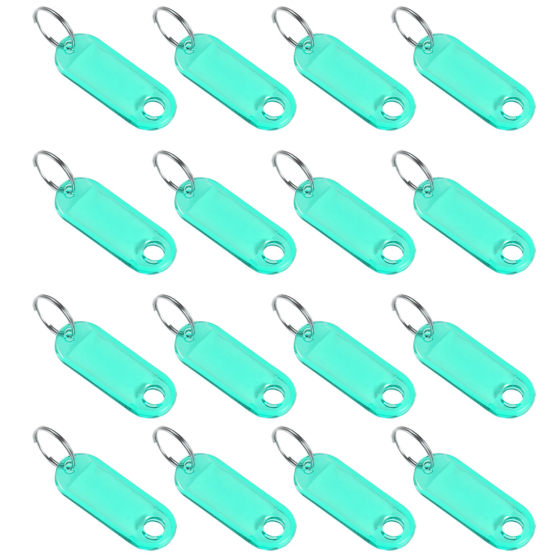Harfington 16pcs of Plastic Key Tags with Split Ring Keychain ID Luggage Label Window