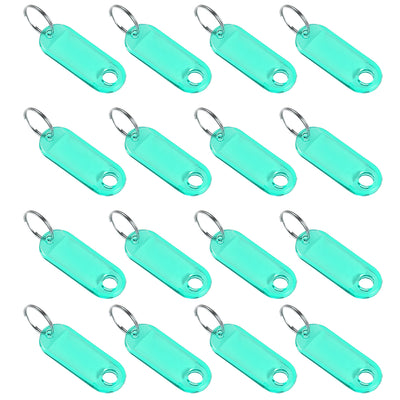 Harfington 16pcs of Plastic Key Tags with Split Ring Keychain ID Luggage Label Window
