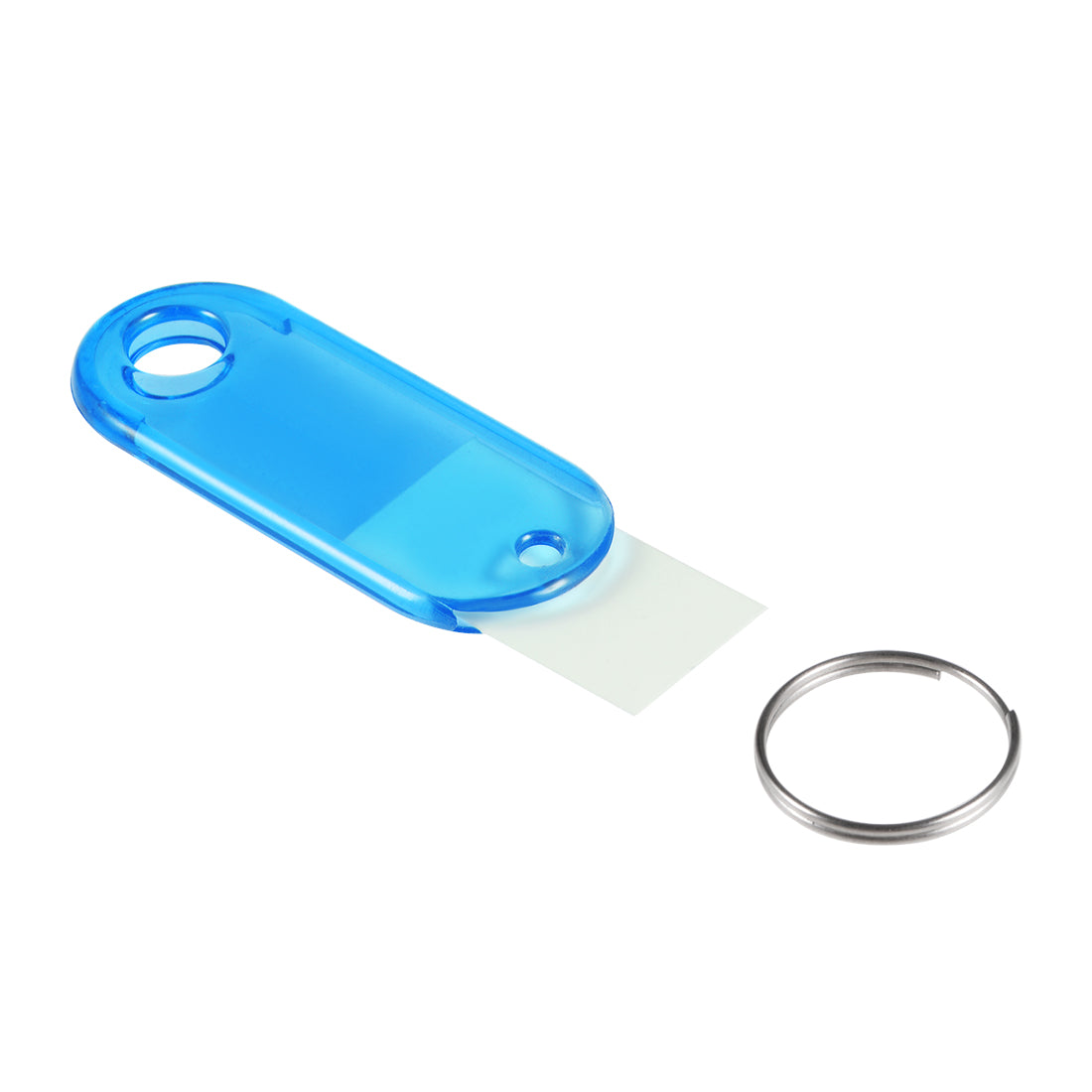 Harfington 16pcs of Plastic Key Tags with Split Ring Keychain ID Luggage Label Window