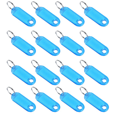 Harfington 16pcs of Plastic Key Tags with Split Ring Keychain ID Luggage Label Window