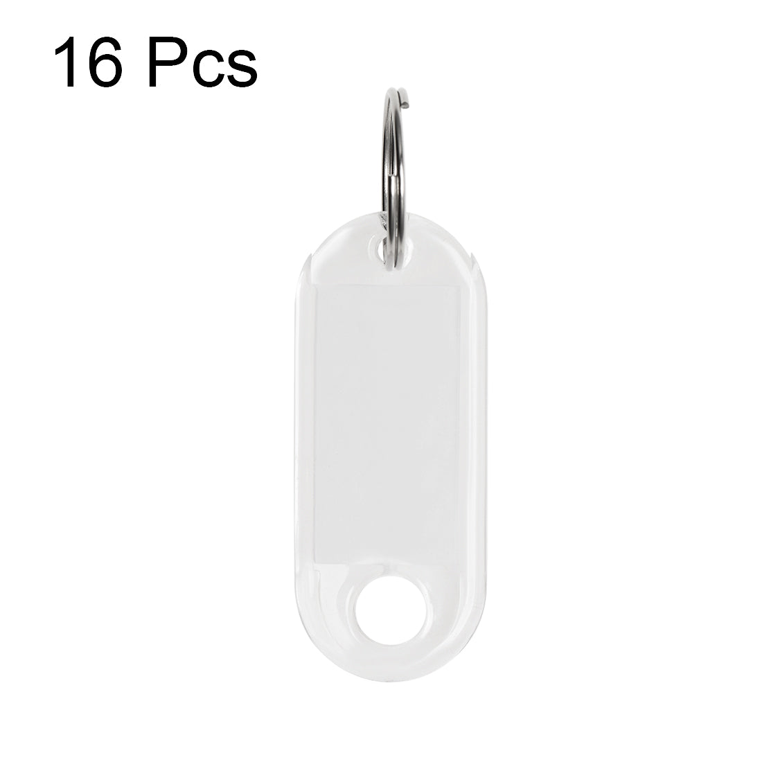 Harfington 16pcs of Plastic Key Tags with Split Ring Keychain ID Luggage Label Window