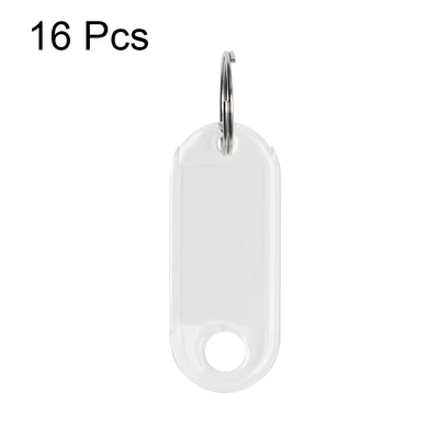 Harfington 16pcs of Plastic Key Tags with Split Ring Keychain ID Luggage Label Window