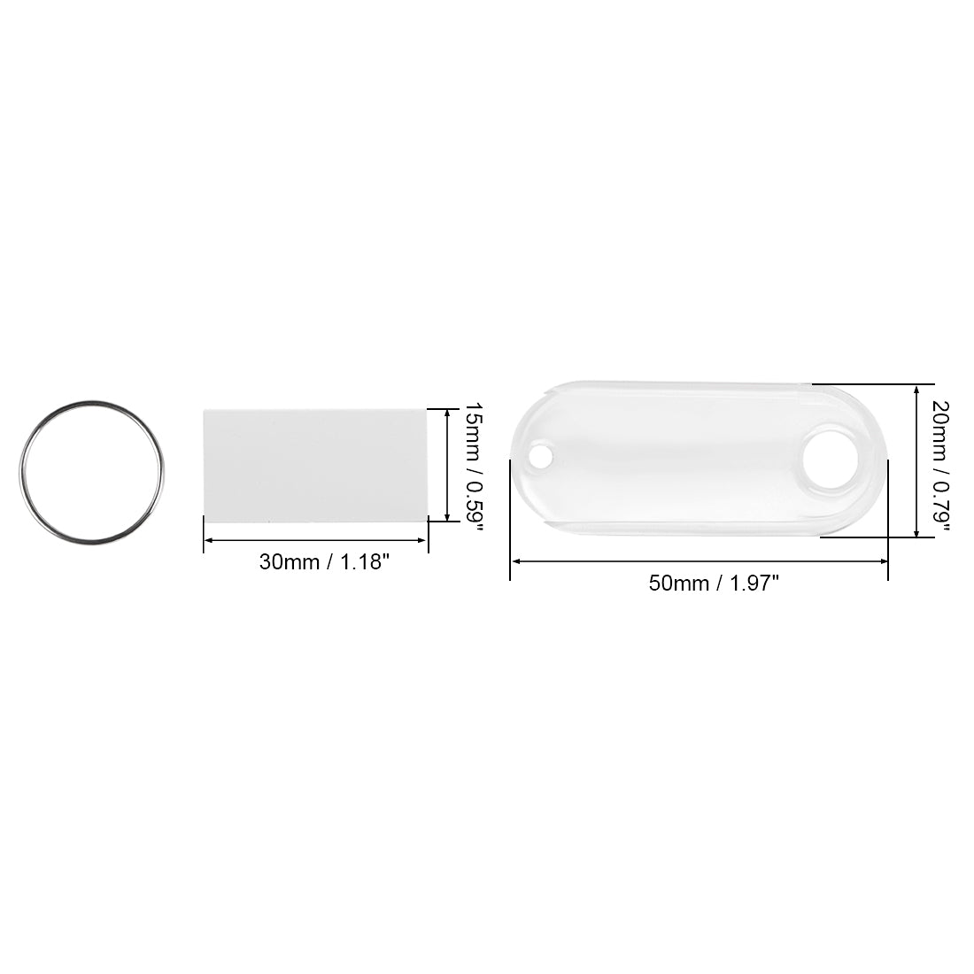 Harfington 16pcs of Plastic Key Tags with Split Ring Keychain ID Luggage Label Window