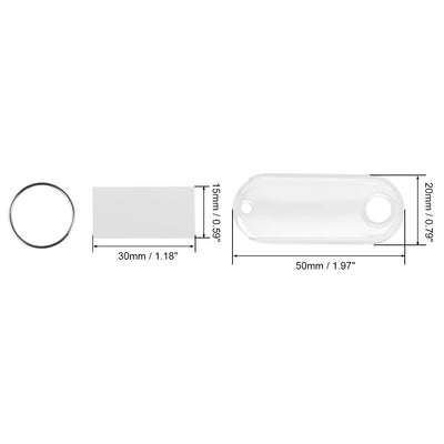 Harfington 16pcs of Plastic Key Tags with Split Ring Keychain ID Luggage Label Window