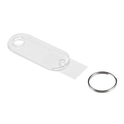 Harfington 16pcs of Plastic Key Tags with Split Ring Keychain ID Luggage Label Window