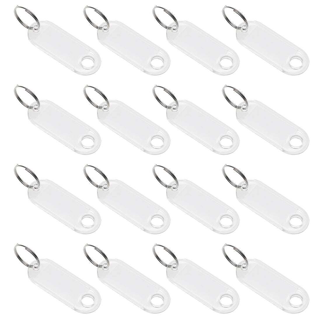 Harfington 16pcs of Plastic Key Tags with Split Ring Keychain ID Luggage Label Window
