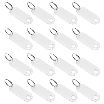 Harfington 16pcs of Plastic Key Tags with Split Ring Keychain ID Luggage Label Window