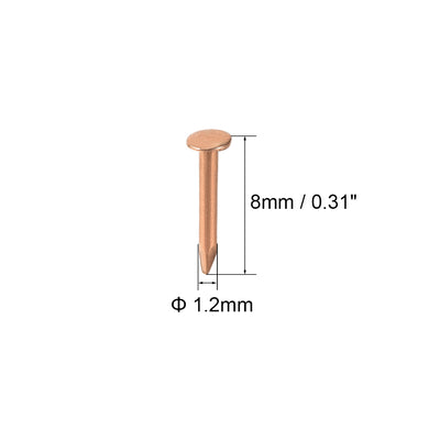 Harfington Small Tiny Nails 1.2X8mm for DIY Decorative Pictures Wooden Boxes Household Accessories Copper Tone 1500pcs