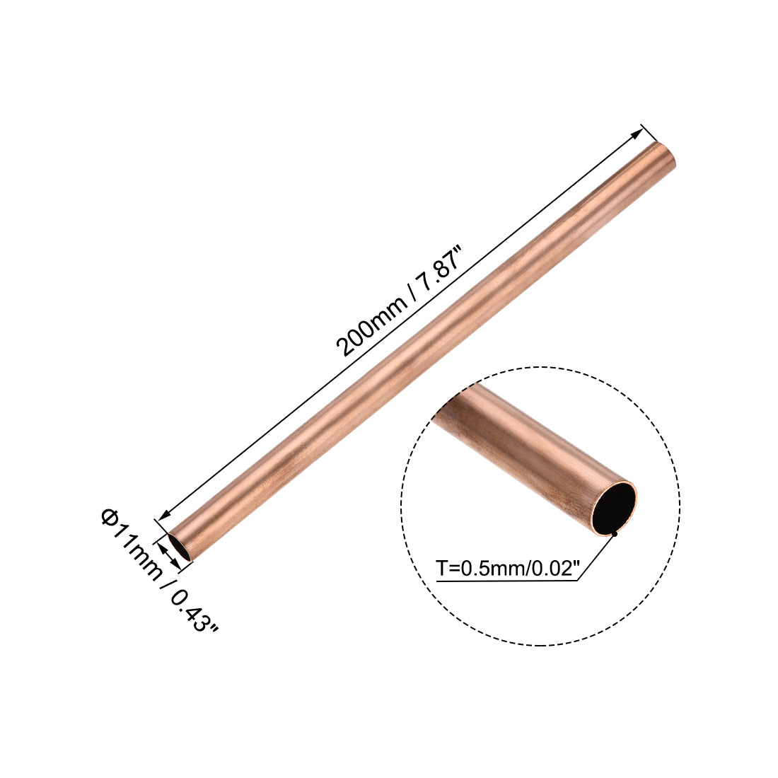 Harfington Copper Round Tube, Seamless Straight Tubing