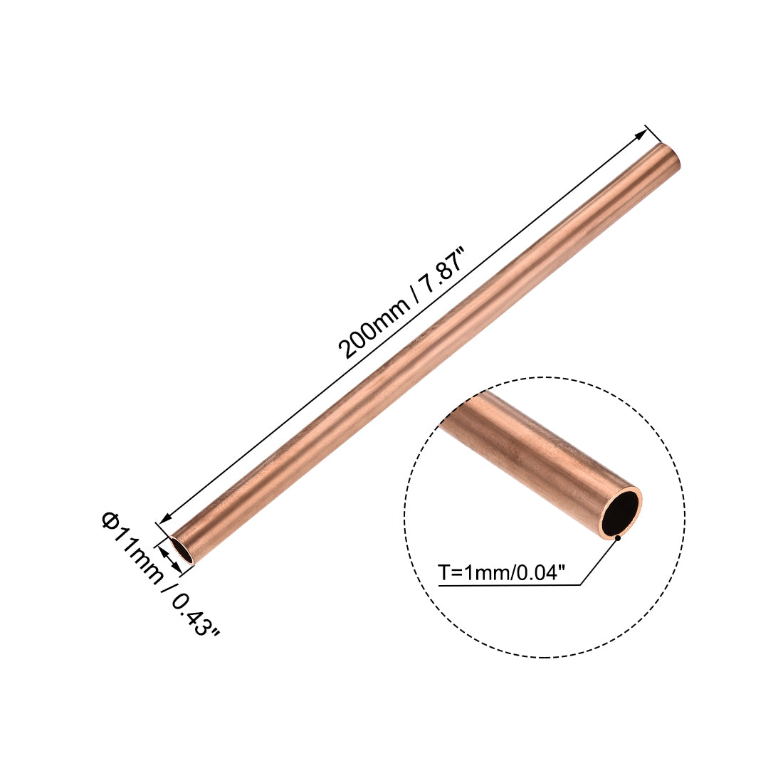 Harfington Copper Round Tube, Seamless Straight Tubing