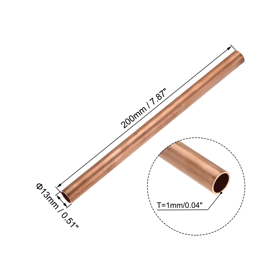 Harfington Copper Round Tube, Seamless Straight Tubing