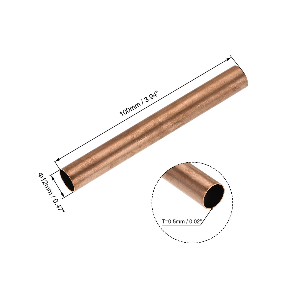 Harfington Copper Round Tube Straight Pipes Tubing