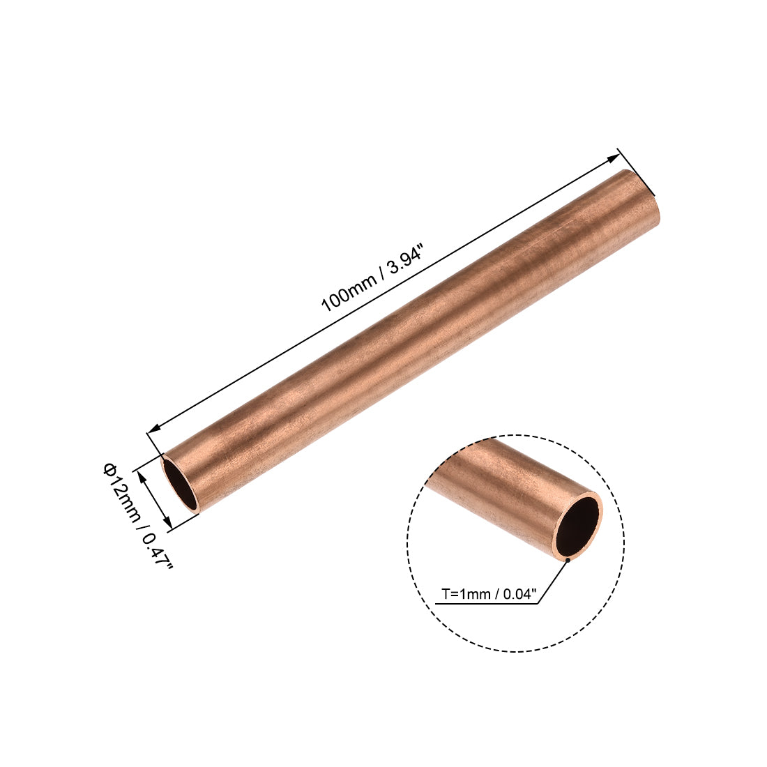 Harfington Copper Round Tube, Seamless Straight Tubing