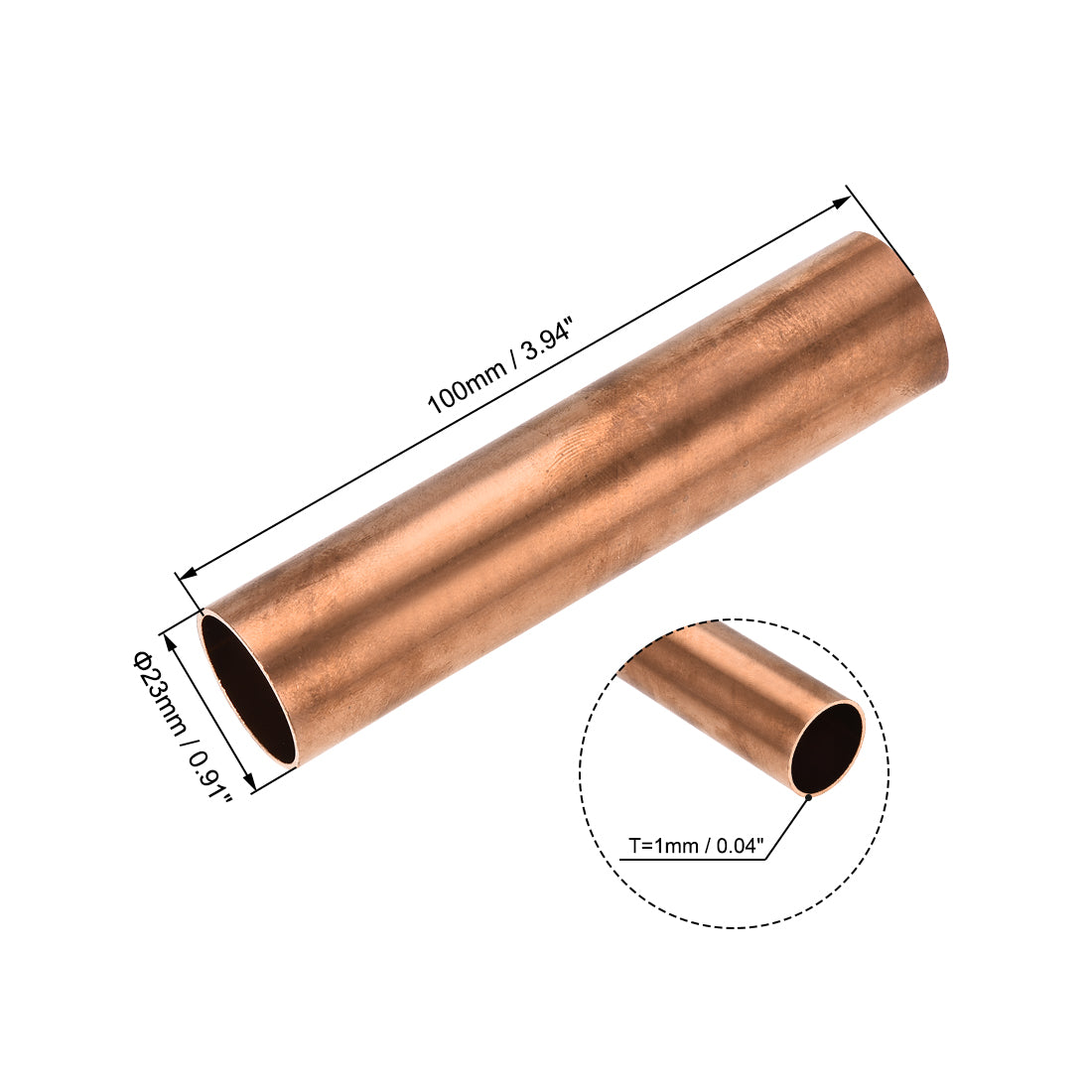 Harfington Copper Round Tube, Seamless Straight Tubing