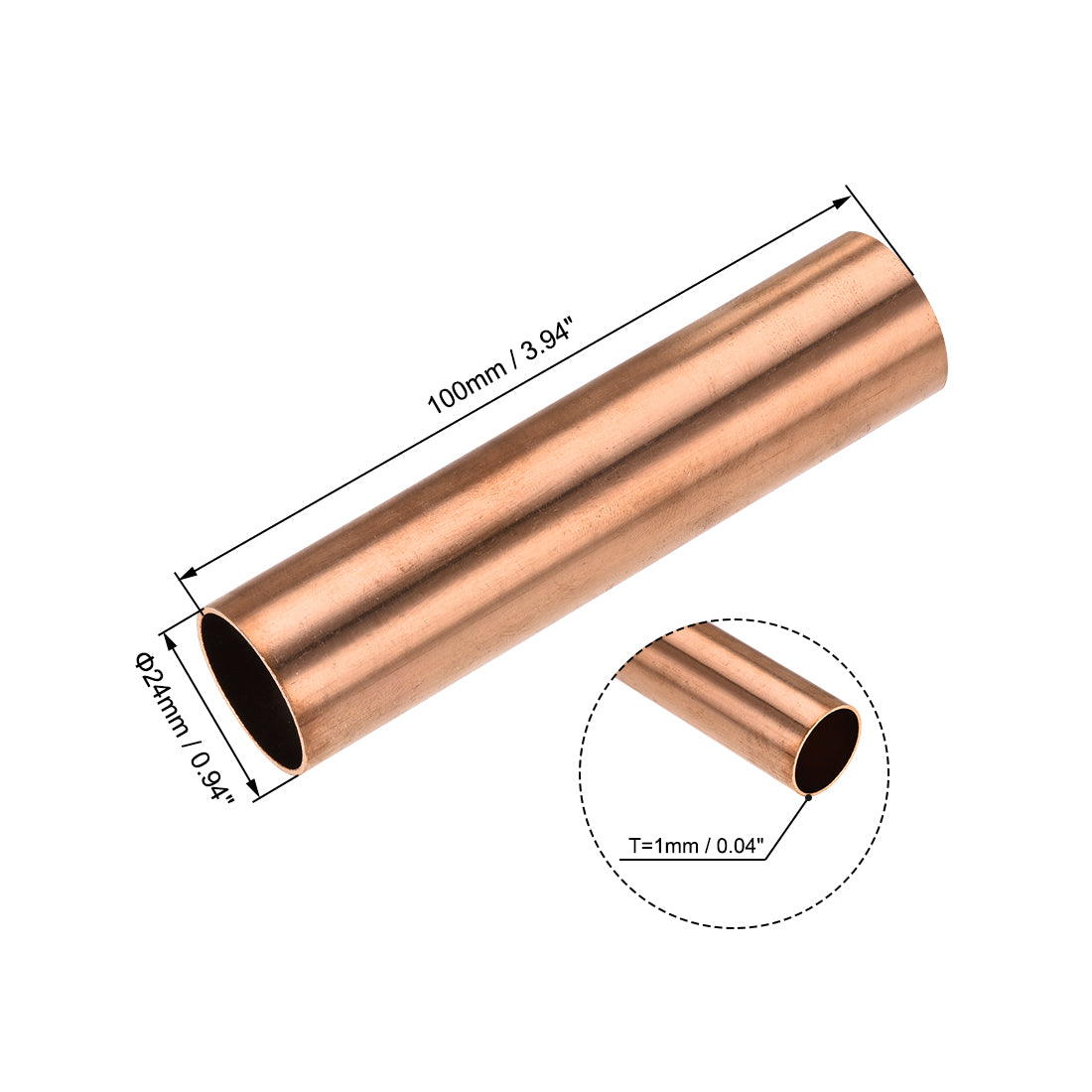 Harfington Copper Round Tube, Seamless Straight Tubing