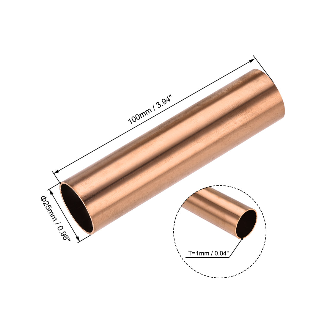Harfington Copper Round Tube, Seamless Straight Tubing