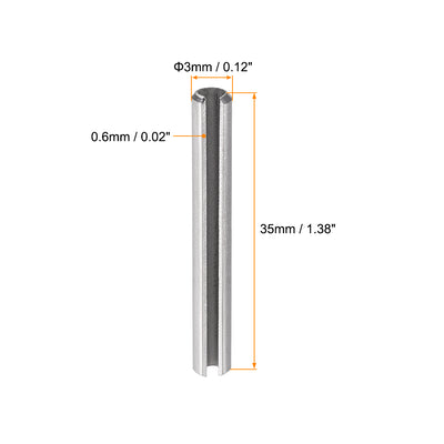 Harfington 304 Stainless Steel Split Spring Roll Dowel Pins Plain Finish 20Pcs
