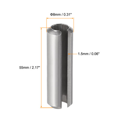 Harfington 304 Stainless Steel Split Spring Roll Dowel Pins Plain Finish 10Pcs