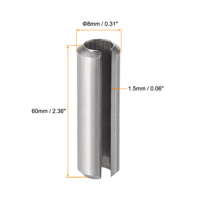 Harfington 304 Stainless Steel Split Spring Roll Dowel Pins Plain Finish 10Pcs