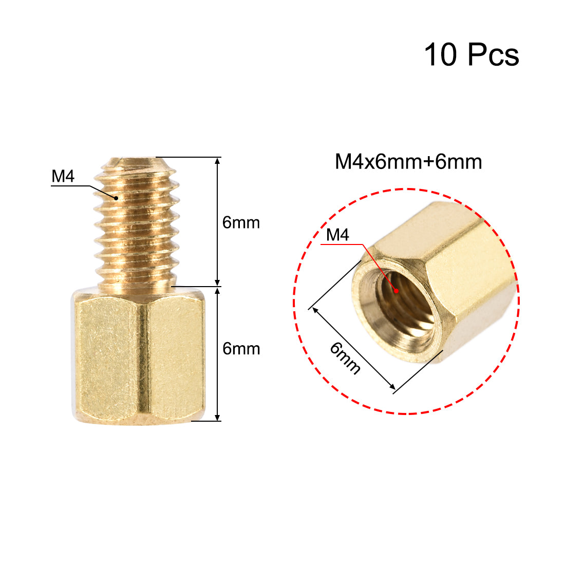 Harfington M4 Male to Female Hex Brass Spacer Standoff 10pcs