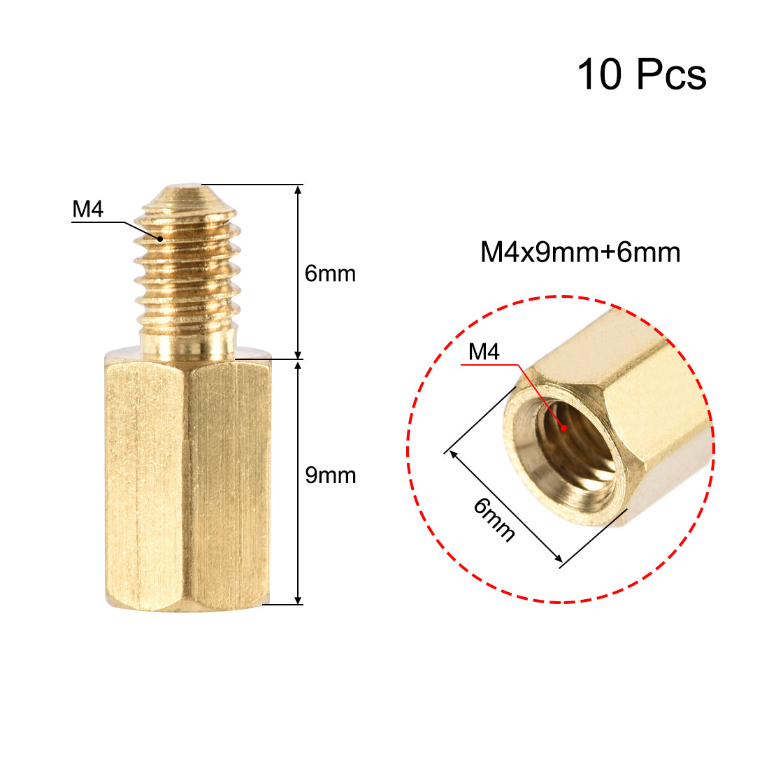 Harfington M4 Male to Female Hex Brass Spacer Standoff 10pcs
