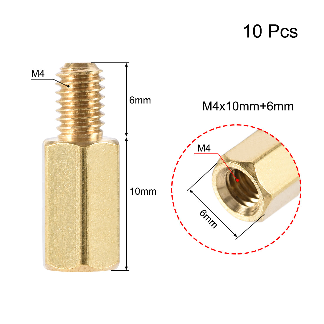 Harfington M4 Male to Female Hex Brass Spacer Standoff 10pcs