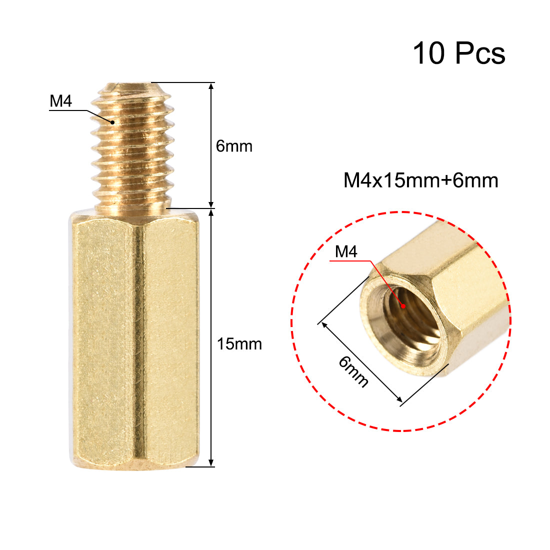 Harfington M4 Male to Female Hex Brass Spacer Standoff 10pcs