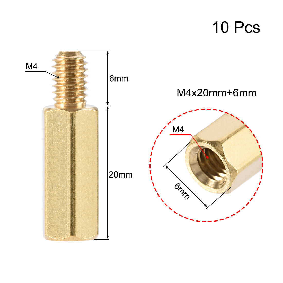 Harfington M4 Male to Female Hex Brass Spacer Standoff 10pcs