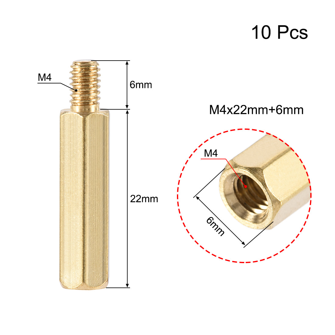 Harfington M4 Male to Female Hex Brass Spacer Standoff 10pcs