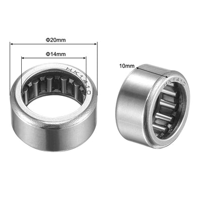 Harfington Uxcell HK Series Needle Roller Bearings, Stamping Steel Drawn Cup Metric