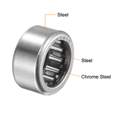 Harfington Uxcell HK Series Needle Roller Bearings, Stamping Steel Drawn Cup Metric
