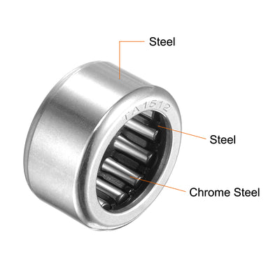 Harfington Needle Roller Bearings, Open End, Stamping Steel Drawn Cup Chrome Steel Rollers Metric