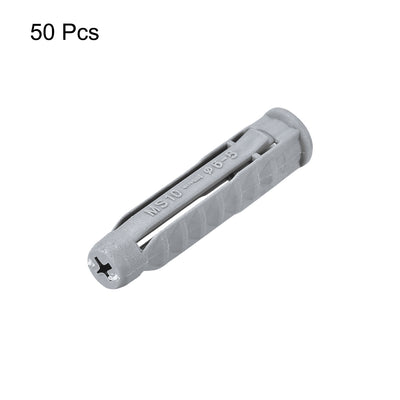 Harfington 10mmx50mm Plastic Expansion Tubes Column Frame Fixings Gray 50pcs