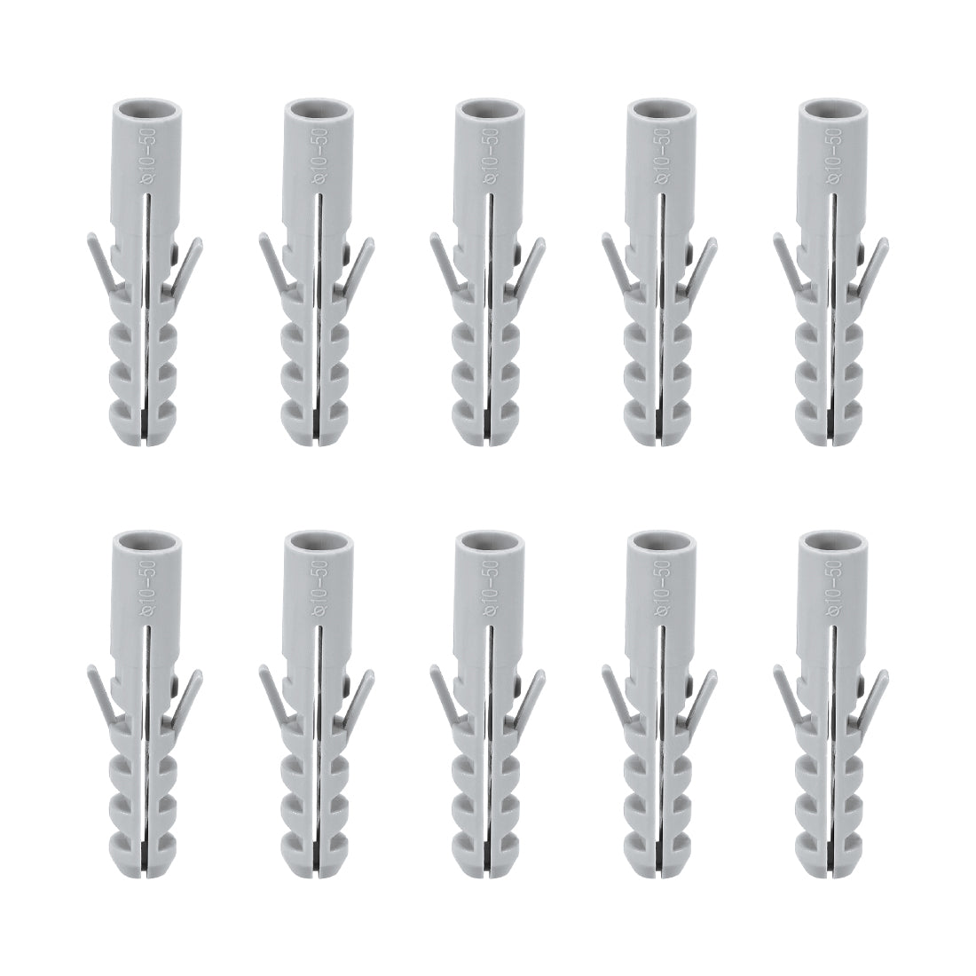 Harfington 10x50mm Plastic Expansion Tube Bolts Column Frame Fixings Gray 50pcs