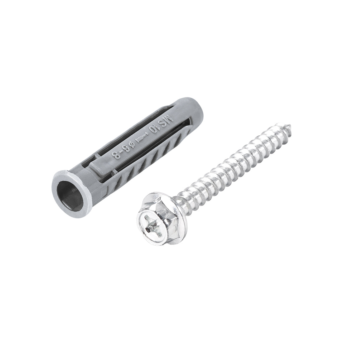 Harfington 10x50mm Plastic Expansion Tube for Drywall with Hex Screws Gray 15pcs