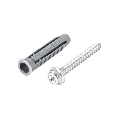 Harfington 10x50mm Plastic Expansion Tube for Drywall with Hex Screws Gray 15pcs
