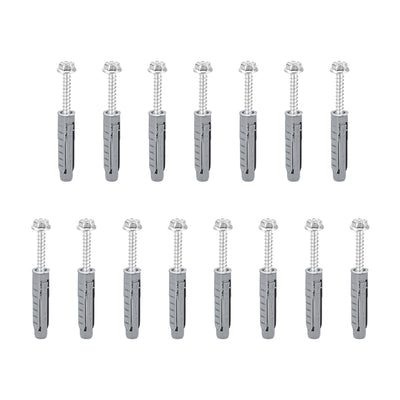 Harfington 10x50mm Plastic Expansion Tube for Drywall with Hex Screws Gray 15pcs