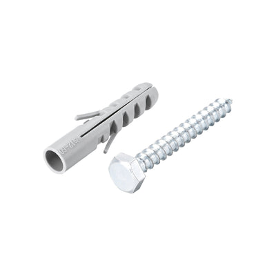 Harfington 12x60mm Plastic Expansion Tube for Drywall with Hex Screws Gray 15pcs