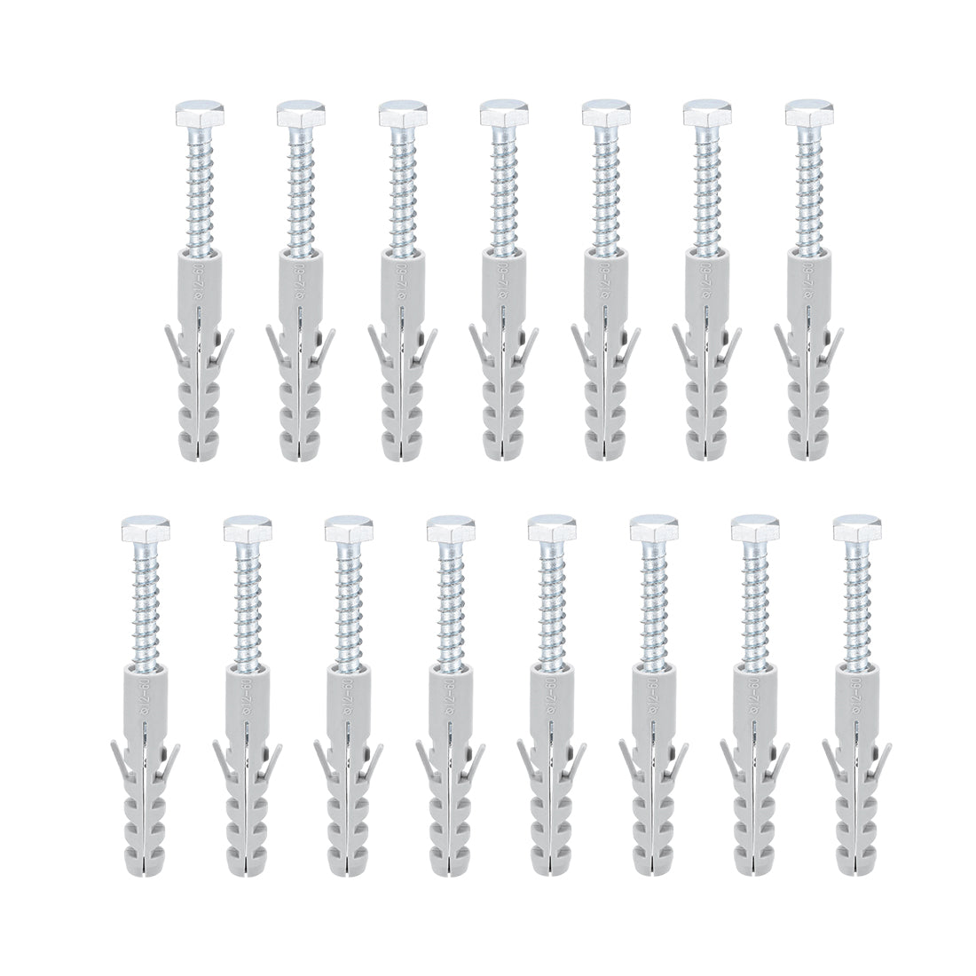 Harfington 12x60mm Plastic Expansion Tube for Drywall with Hex Screws Gray 15pcs