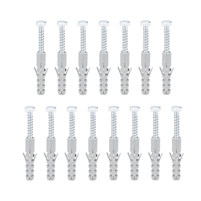 Harfington 12x60mm Plastic Expansion Tube for Drywall with Hex Screws Gray 15pcs