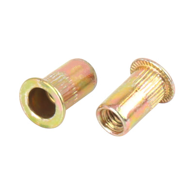 Harfington 110 Pcs Zinc Plated Carbon Steel Car Flat Head Rivet Nut Threaded Insert