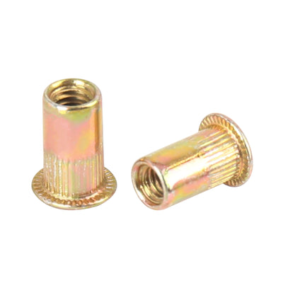 Harfington 110 Pcs Zinc Plated Carbon Steel Car Flat Head Rivet Nut Threaded Insert